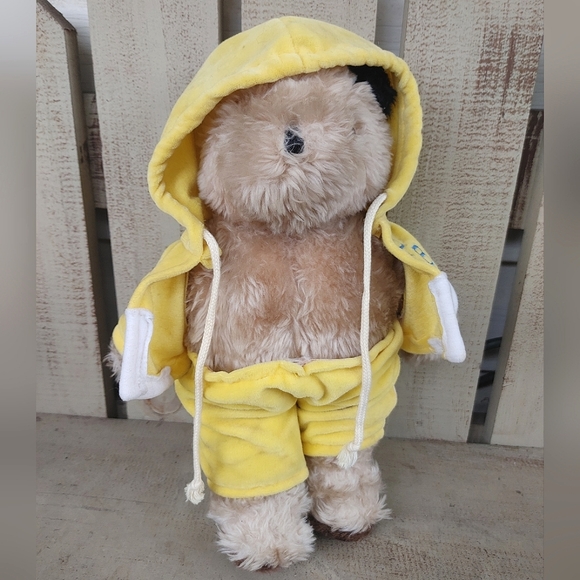 Vintage Eden Paddington Bear Tan Plush Animal 1972 1981 Yellow Coat & Pants 14"  - Picture 6 of 11